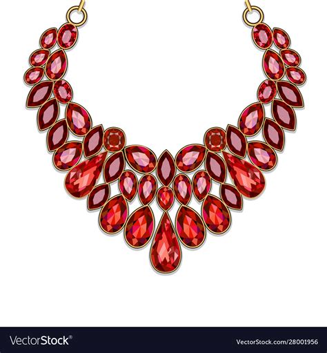 Red jewelry gold necklace with rubies Royalty Free Vector