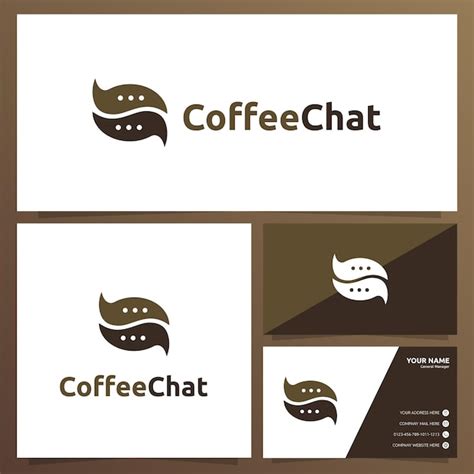 Premium Vector | Coffee chat logo design with business card template