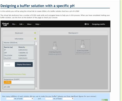 Solved Designing a buffer solution with a specific pH In | Chegg.com