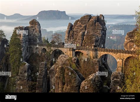 Bastei Bridge, Elbe Sandstone Mountains, Saxon Switzerland National ...