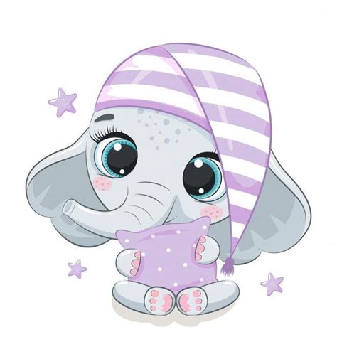 Premium Vector | Cute baby elephant illustration. | Cute baby elephant ...