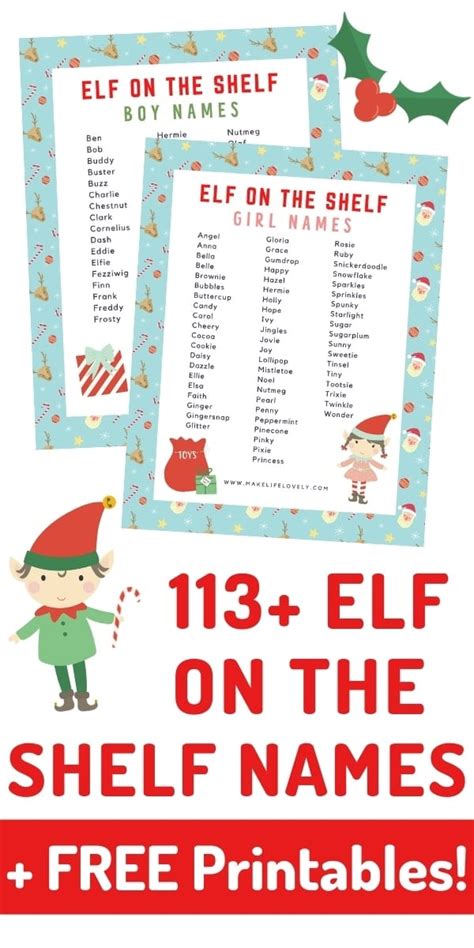 113 BEST Elf on the Shelf Names + FREE Printables! - Make Life Lovely