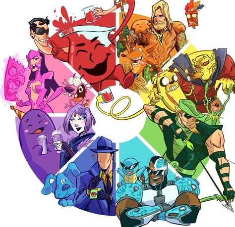 [Fan Art] A DC Comics/Cartoon Character Color Wheel (Kenny Larsen ...