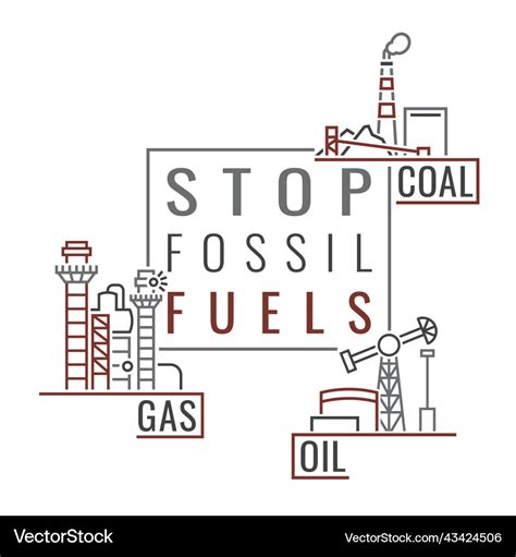 Stop fossil fuels ecological poster Royalty Free Vector