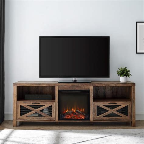 70" Rustic Farmhouse Fireplace TV Stand - Reclaimed Barnwood