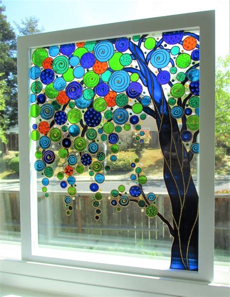 Tree Art 12x15 Glass Painting Glass Art Painted Glass Window | Etsy