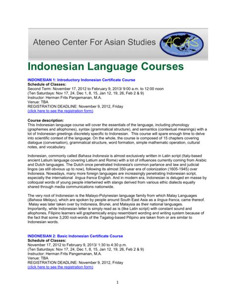 Indonesian Language Courses