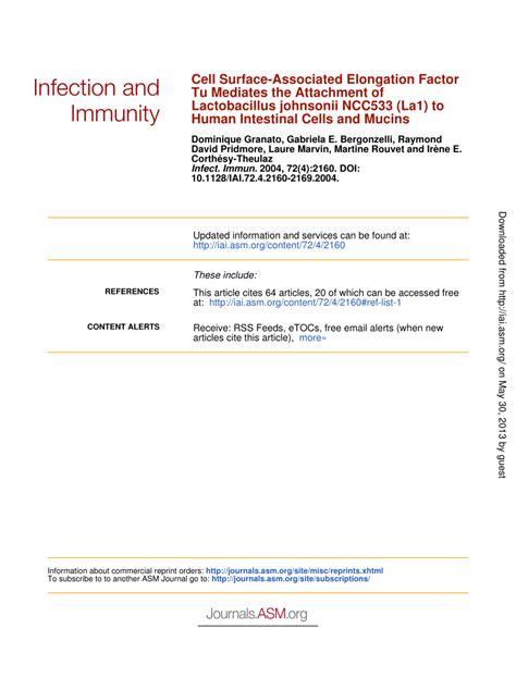 (PDF) Cell Surface-Associated Elongation Factor Tu Mediates the ...