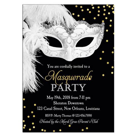 Masquerade Invitation Printable or Printed With FREE SHIPPING ANY ...