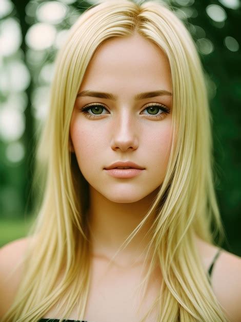 Premium Photo | A girl with blonde hair and green eyes