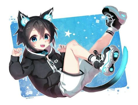 tags: cat_boy, blue_eyes, cat_ears, black_hair, cat_tail | Anime ...