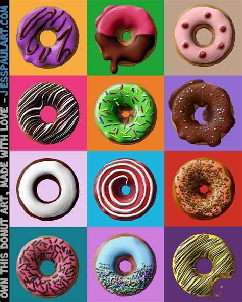 Donut Art frosted Pop-art POSTER // Dessert, Food Digital Painting ...