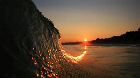 Ocean wave, waves, sunset, beach, depth of field HD wallpaper ...