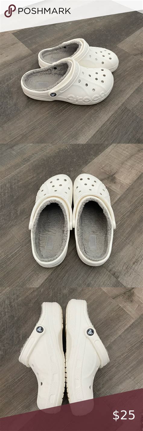 White fur lined Crocs | Lined crocs, Crocs, White fur