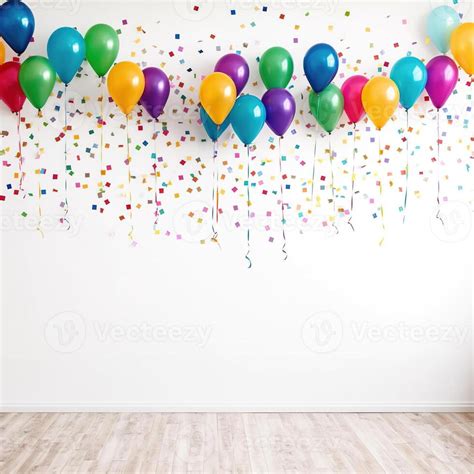 Colorful balloons and confetti. Colorful party balloons with confetti ...