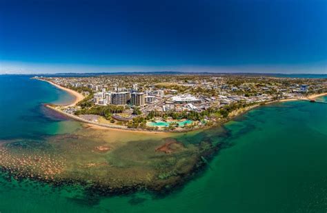 Aerial Drone View of Settlement Cove Lagoon, Redcliffe, Australia Stock ...