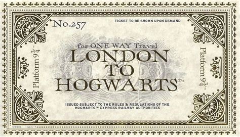 Hogwarts Express Train Ticket Wizarding World of Harry Potter Diagon ...