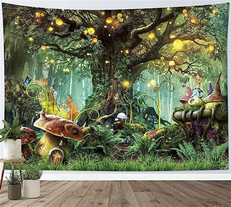 WEENEO Fairy Tale Forest Tapestry Tree and Mushroom in Dreamland Wall ...