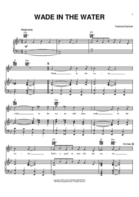 Wade In The Water" Sheet Music for Piano/Vocal/Chords - Sheet Music Now