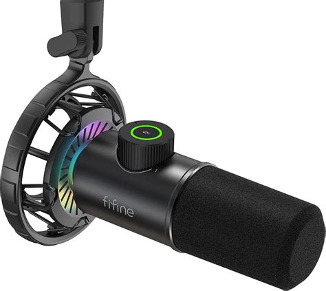 FIFINE USB Gaming Microphone, RGB Dynamic Mic for PC, with Tap-to-Mute ...