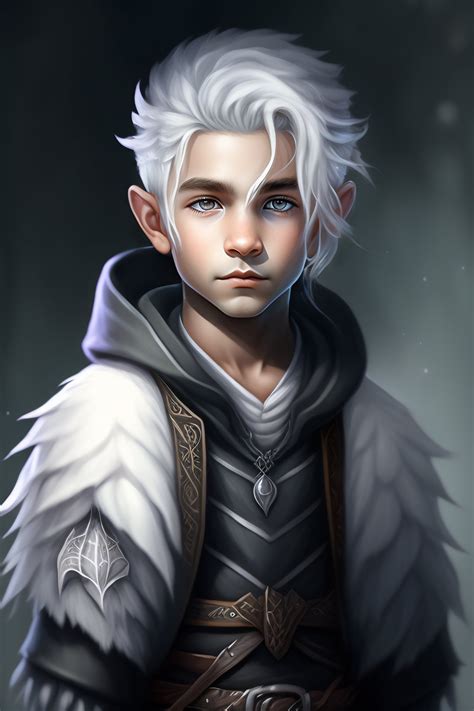 Lexica - Greyscale Dnd character art, Young Drow druid boy, spider ...