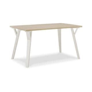 Quip 55 Inch Dining Table, White Wood, Smooth Melamine Surface, Angled ...