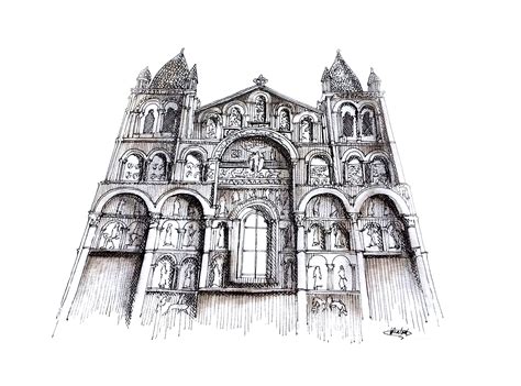 ANGOULEME CATHEDRAL, 527 to 1600 AD Sketches | Khaled Almusa ...