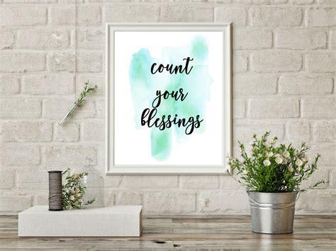 Printable Wall Art Count Your Blessings Digital Art Print Inspirational ...