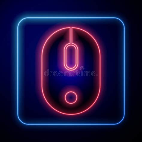 Glowing Neon Computer Mouse Icon Isolated on Blue Background. Optical ...