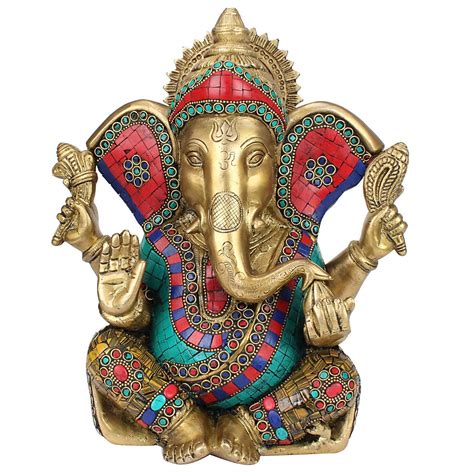 Buy Artvarko Large Brass Ganesha Idol Ganesh Statue Murti God Ganpati ...