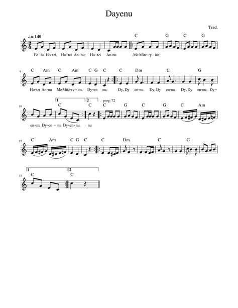 Traditional music - Dayenu Sheet music for Percussion Pitched (Other ...