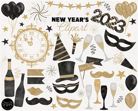 New Years Eve Clipart, New Years Clipart, Party Clipart, Happy New Year ...