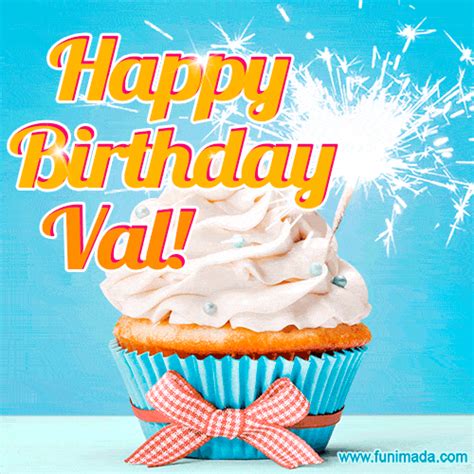 Happy Birthday, Val! Elegant cupcake with a sparkler. | Funimada.com