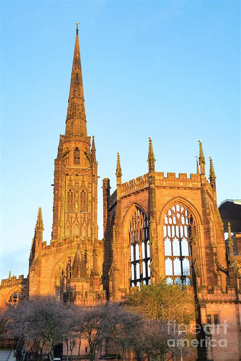 Old Coventry Cathedral and Holy Trinity Church Spire at Sunrise ...