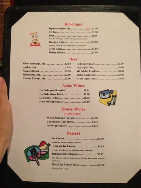 Menu at Wasabi restaurant, Lake Charles