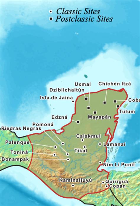 Map of Mayan Ruins on the Yucatan Peninsula | Historia de mexico ...