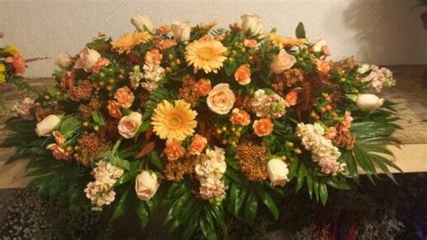 Funeral casket spray in peach and pastel fall colors. | Casket sprays ...