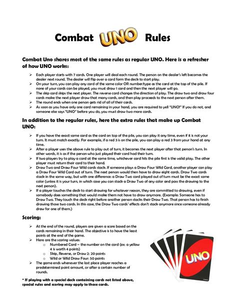 Uno Rules Printable