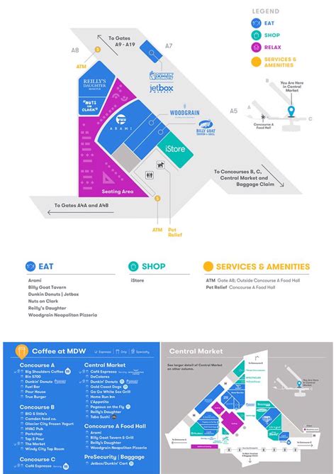 Chicago Midway Airport(MDW) Terminal Maps, Shops, Restaurants, Food ...