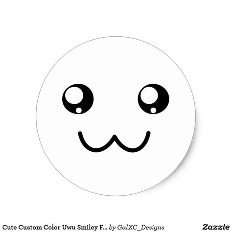 Cute Custom Color Uwu Smile Face Kawaii Happy Classic Round Sticker ...