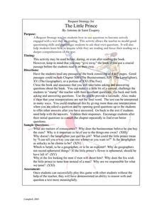 The Little Prince: Request Strategy Activity for 6th - 8th Grade ...