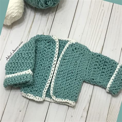 Crochet Baby Cardigan - Beginner Crochet Pattern - 0-3 Mon.- Ahsel Anne