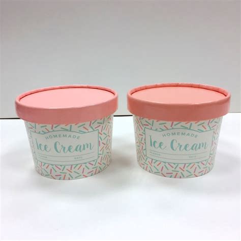 Printed Paper Ice Cream Cups 16 Oz Customized With Lids Food Grade ...