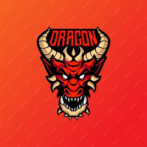 Premium Vector | Red dragon head mascot logo