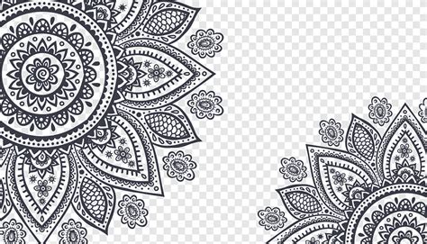 Ornament Mehndi, Black flower frame, border, texture png | PNGEgg