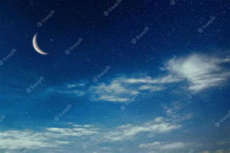 Premium Photo | Night Sky and Moon, Stars, Ramadan Kareem Celebration