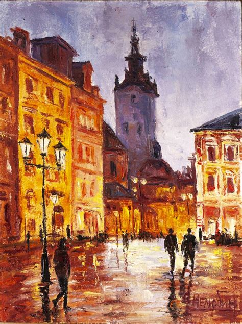 Old town, city landscape Painting by Oleksandr Neliubin | Saatchi Art