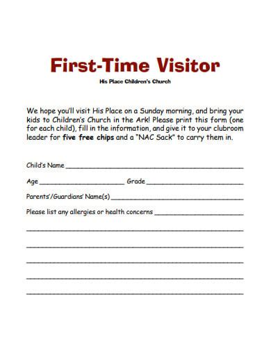 7+ Church Visitors Form Templates in PDF | DOC | Free & Premium Templates