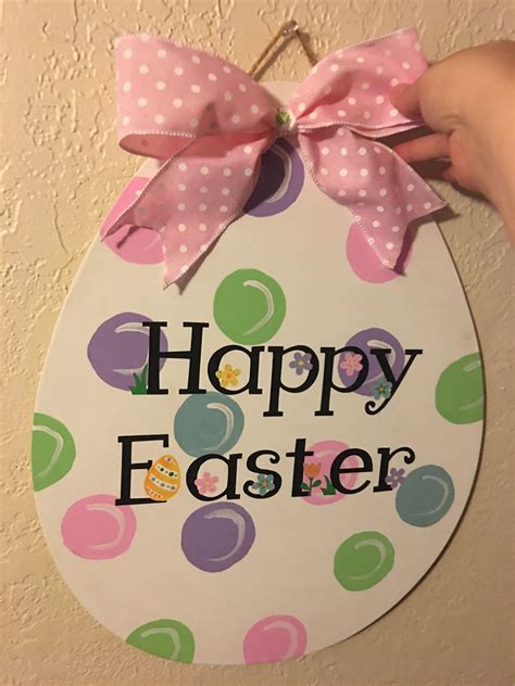 Happy Easter giant wooden egg door wall decor (With images) | Wooden ...