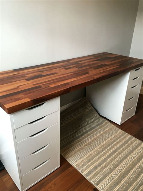 IKEA Alex Cabinets with Walnut Solid Wood - Desk | Ikea craft room ...